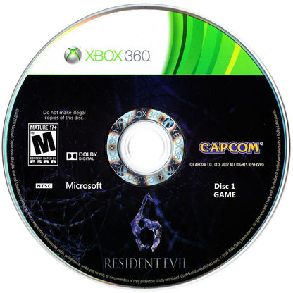 
Resident Evil 6 | Xbox 360 | game disc 1 of 2 | Region: North America | source-country=Canada | Data by MobyGames.com