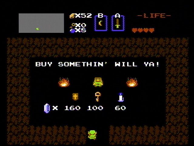 The Legend of Zelda | NES | gameplay screenshot | region=North America | source-country= | zypher-v2 | moby-ae312f544d05 | Data by MobyGames.com