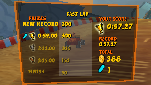 Crash Tag Team Racing | PSP | gameplay screenshot | region=North America | source-country= | zypher-v2 | moby-5d86a1d4c153 | Data by MobyGames.com