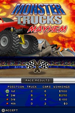 ATV: Thunder Ridge Riders / Monster Trucks Mayhem | Nintendo DS | gameplay screenshot | region=North America | source-country= | zypher-v2 | moby-dd056d0b7917 | Data by MobyGames.com