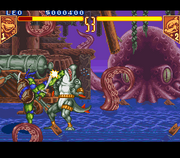 
Teenage Mutant Ninja Turtles: Tournament Fighters | SNES | gameplay screenshot | Data by MobyGames.com