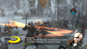 
N3: Ninety-Nine Nights | Xbox 360 | gameplay screenshot | Region: North America | source-country= | Data by MobyGames.com