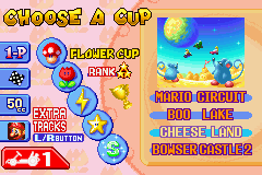 Mario Kart: Super Circuit | Game Boy Advance | gameplay screenshot | region=North America | source-country= | zypher-v2 | moby-c63f40f9e283 | Data by MobyGames.com