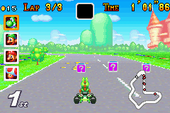 Mario Kart: Super Circuit | Game Boy Advance | gameplay screenshot | region=North America | source-country= | zypher-v2 | moby-dcca802aafd9 | Data by MobyGames.com