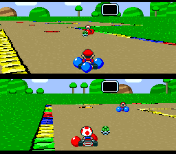 
Super Mario Kart | SNES | gameplay screenshot | Data by MobyGames.com