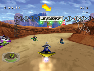 Jet Moto 3 | PlayStation | gameplay screenshot | region=North America | source-country= | zypher-v2 | moby-59a633156ac9 | Data by MobyGames.com