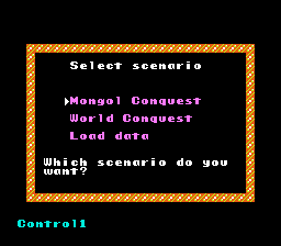 
Genghis Khan | NES | gameplay screenshot | Data by MobyGames.com