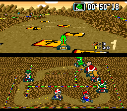 
Super Mario Kart | SNES | gameplay screenshot | Data by MobyGames.com