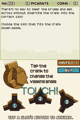 
Professor Layton and the Curious Village | Nintendo DS | gameplay screenshot | Data by MobyGames.com