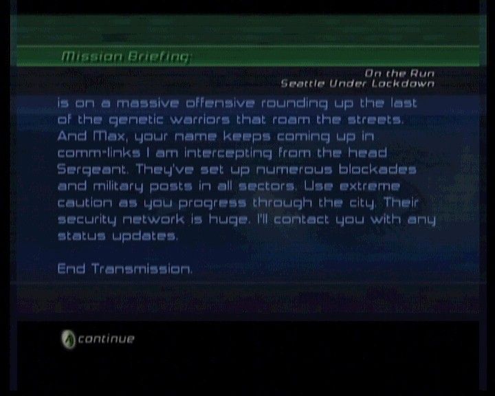 James Cameron's Dark Angel | Xbox | gameplay screenshot | region=North America | source-country= | zypher-v2 | moby-191e3d796d16 | Data by MobyGames.com