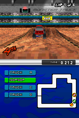 ATV: Thunder Ridge Riders / Monster Trucks Mayhem | Nintendo DS | gameplay screenshot | region=North America | source-country= | zypher-v2 | moby-8753add91f1a | Data by MobyGames.com