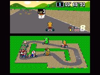 
Super Mario Kart | SNES | gameplay screenshot | Data by MobyGames.com