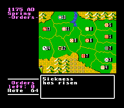 Genghis Khan | NES | gameplay screenshot | Data by MobyGames.com