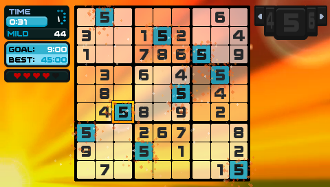 Go! Sudoku | PSP | gameplay screenshot | region=North America | source-country= | zypher-v2 | moby-433225640281 | Data by MobyGames.com