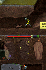 
Teenage Zombies: "Invasion of the Alien Brain Thingys" | Nintendo DS | gameplay screenshot | Data by MobyGames.com