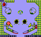 
Kirby's Pinball Land | Game Boy | gameplay screenshot | Data by MobyGames.com