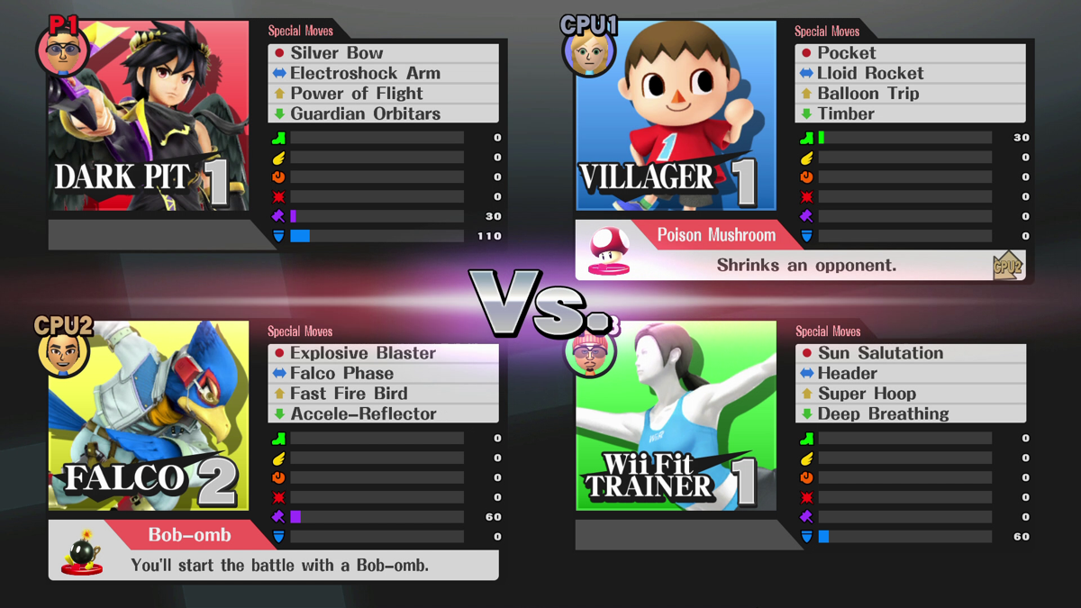 Super Smash Bros. for Wii U | Wii U | gameplay screenshot | region=North America | source-country= | zypher-v2 | moby-926b258922a4 | Data by MobyGames.com