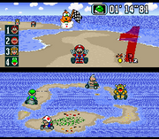 
Super Mario Kart | SNES | gameplay screenshot | Data by MobyGames.com