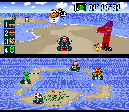 
Super Mario Kart | SNES | gameplay screenshot | Data by MobyGames.com
