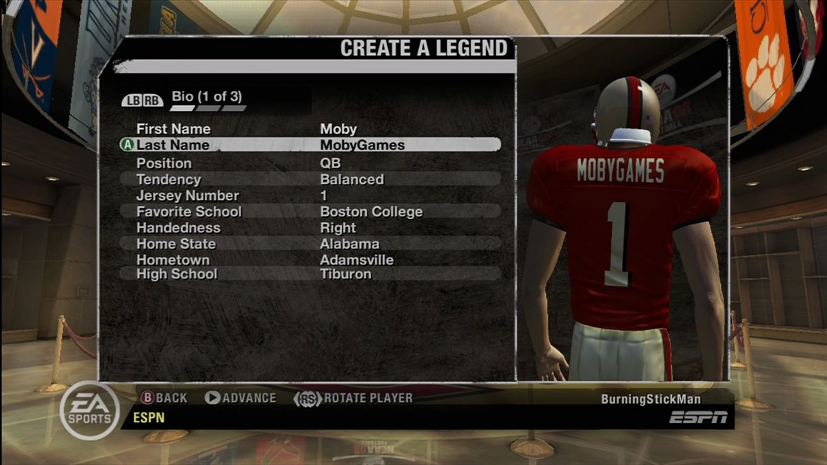 NCAA Football 08 | Xbox 360 | gameplay screenshot | region=North America | source-country= | zypher-v2 | moby-595713bd36e1 | Data by MobyGames.com