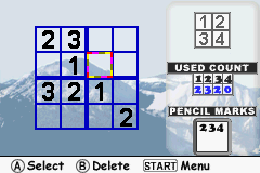 
Sudoku Fever | Game Boy Advance | gameplay screenshot | Data by MobyGames.com