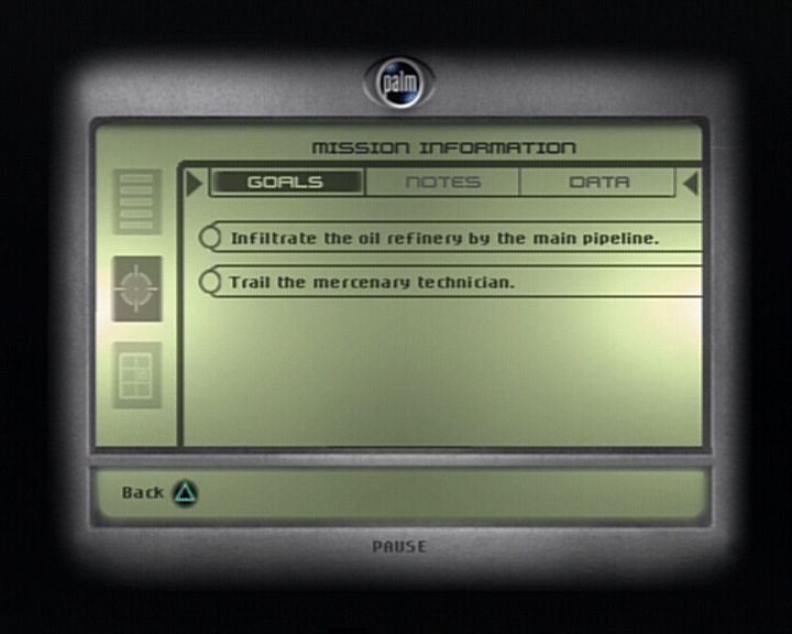 Tom Clancy's Splinter Cell | PlayStation 2 | gameplay screenshot | region=North America | source-country= | zypher-v2 | moby-2b91e0cba5e7 | Data by MobyGames.com