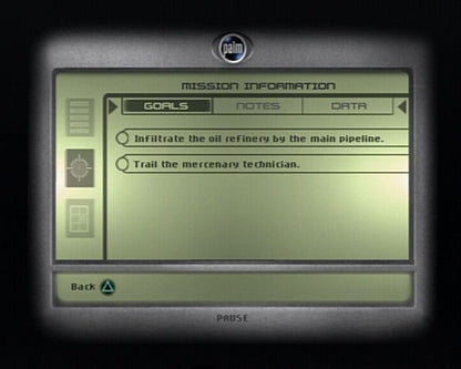 Tom Clancy's Splinter Cell | PlayStation 2 | gameplay screenshot | region=North America | source-country= | zypher-v2 | moby-2b91e0cba5e7 | Data by MobyGames.com