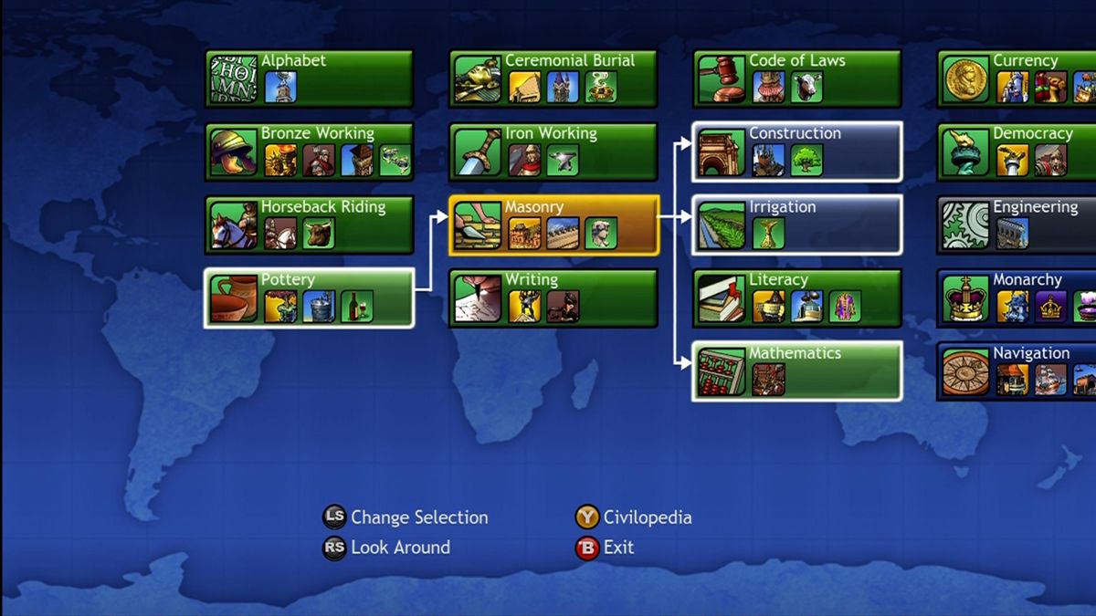 Sid Meier's Civilization: Revolution | Xbox 360 | gameplay screenshot | region=North America | source-country= | zypher-v2 | moby-2e7a1000f7a6 | Data by MobyGames.com