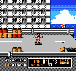 
Town & Country Surf Designs: Wood & Water Rage | NES | gameplay screenshot | Data by MobyGames.com
