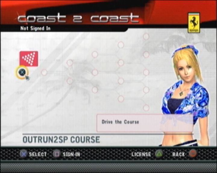
OutRun 2006: Coast 2 Coast | PlayStation 2 | gameplay screenshot | Region: North America | source-country= | Data by MobyGames.com