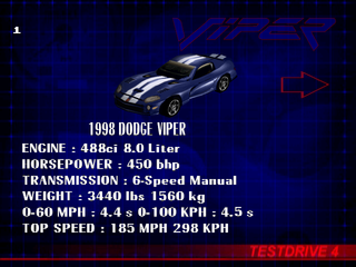 Test Drive 4 | PlayStation | gameplay screenshot | region=North America | source-country= | zypher-v2 | moby-364fad4355c3 | Data by MobyGames.com