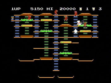 
BurgerTime | NES | gameplay screenshot | Data by MobyGames.com