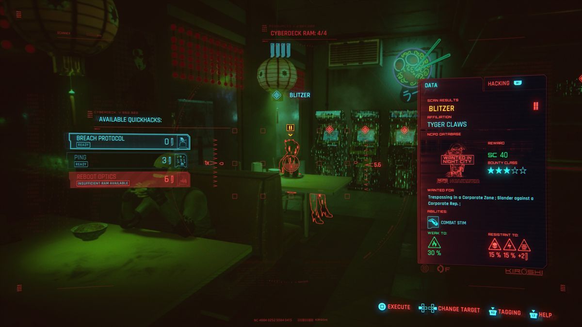 Cyberpunk 2077 | PlayStation 4 | gameplay screenshot | Data by MobyGames.com