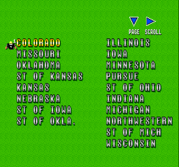 Super Play Action Football | SNES | gameplay screenshot | region=North America | source-country= | zypher-v2 | moby-00c3b1b0a738 | Data by MobyGames.com