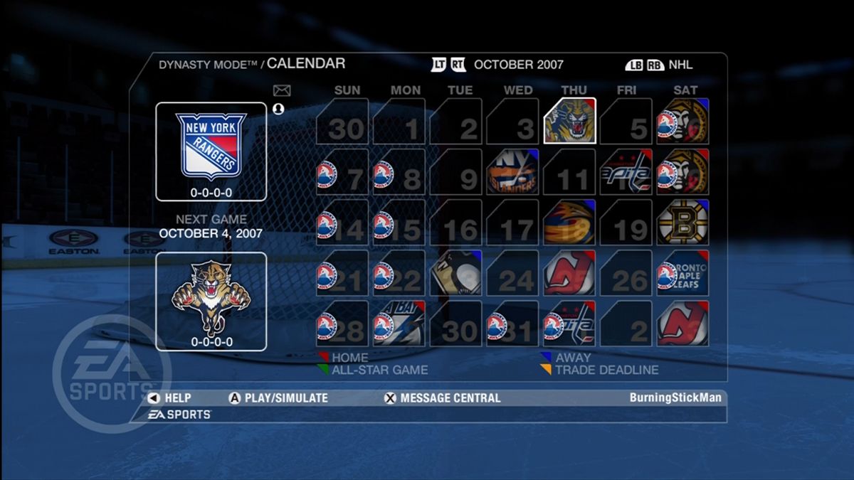 NHL 08 | Xbox 360 | gameplay screenshot | region=North America | source-country= | zypher-v2 | moby-85793f2bb8ce | Data by MobyGames.com