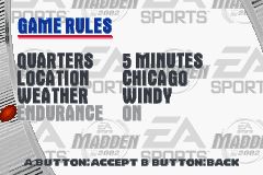 Madden NFL 2002 | Game Boy Advance | gameplay screenshot | region=North America | source-country= | zypher-v2 | moby-b8aacc878719 | Data by MobyGames.com