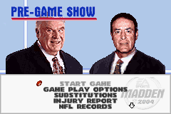Madden NFL 2004 | Game Boy Advance | gameplay screenshot | region=North America | source-country= | zypher-v2 | moby-f8b4e9934ae1 | Data by MobyGames.com