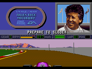 
Mario Andretti Racing | Genesis | gameplay screenshot | Data by MobyGames.com