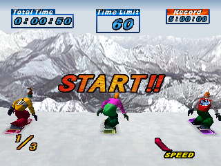 Snowboarding | PlayStation | gameplay screenshot | region=North America | source-country= | zypher-v2 | moby-48875fe50430 | Data by MobyGames.com