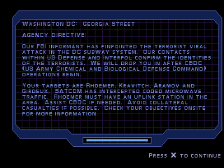 
Syphon Filter | PlayStation | gameplay screenshot | Data by MobyGames.com