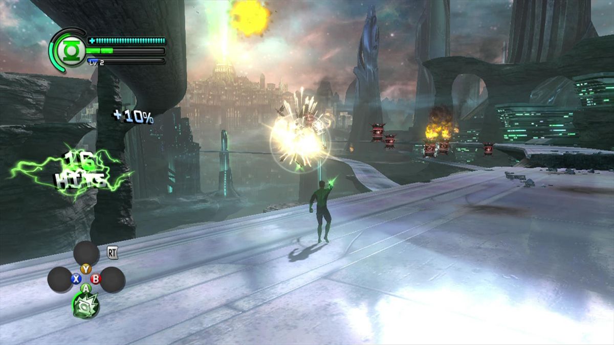 Green Lantern: Rise of the Manhunters | Xbox 360 | gameplay screenshot | Region: North America | source-country= | Data by MobyGames.com