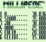 
Arcade Classic 2: Centipede / Millipede | Game Boy | gameplay screenshot | Data by MobyGames.com