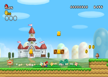
New Super Mario Bros. Wii | Wii | gameplay screenshot | Region: North America | source-country= | Data by MobyGames.com