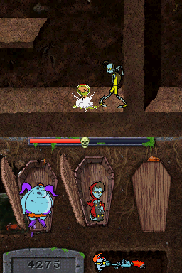 
Teenage Zombies: "Invasion of the Alien Brain Thingys" | Nintendo DS | gameplay screenshot | Data by MobyGames.com