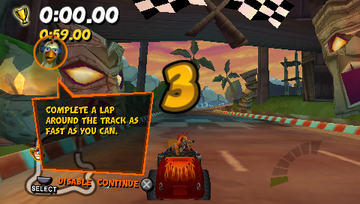 Crash Tag Team Racing | PSP | gameplay screenshot | region=North America | source-country= | zypher-v2 | moby-8653e4f32a89 | Data by MobyGames.com