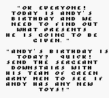 Disney's Toy Story | Game Boy | gameplay screenshot | region=North America | source-country= | zypher-v2 | moby-73a01dff9eb8 | Data by MobyGames.com