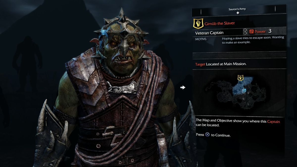 Middle-Earth: Shadow of Mordor | PlayStation 4 | gameplay screenshot | Data by MobyGames.com