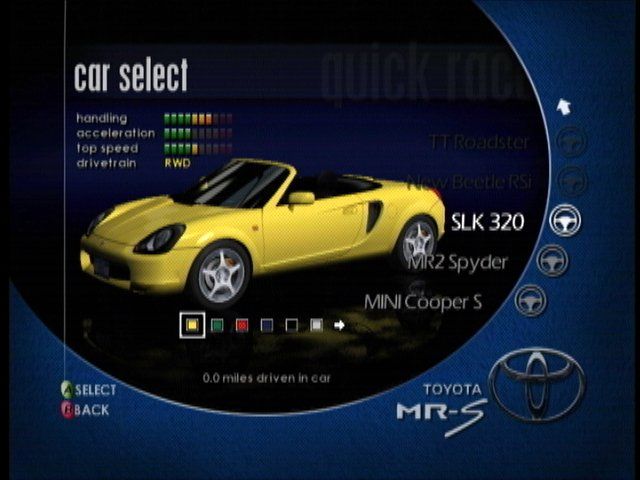 Project Gotham Racing | Xbox | gameplay screenshot | region=North America | source-country= | zypher-v2 | moby-adf85d2e7da1 | Data by MobyGames.com