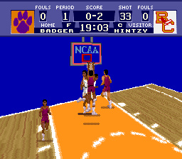 NCAA Basketball | SNES | gameplay screenshot | region=North America | source-country= | zypher-v2 | moby-28931c994cab | Data by MobyGames.com