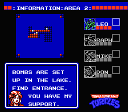 
Teenage Mutant Ninja Turtles | NES | gameplay screenshot | Data by MobyGames.com
